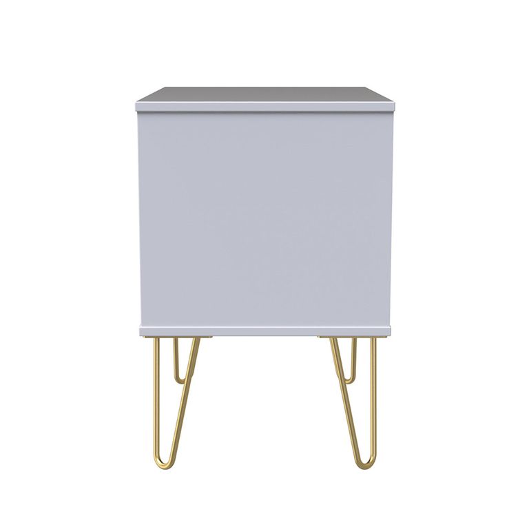 Diamond Midi Bedside Cabinet - 2 Drawer - with Gold Hairpin Legs - White