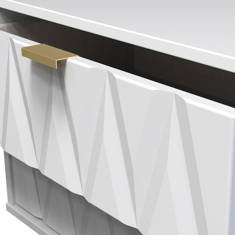 Diamond Midi Bedside Cabinet - 2 Drawer - with Gold Hairpin Legs - White