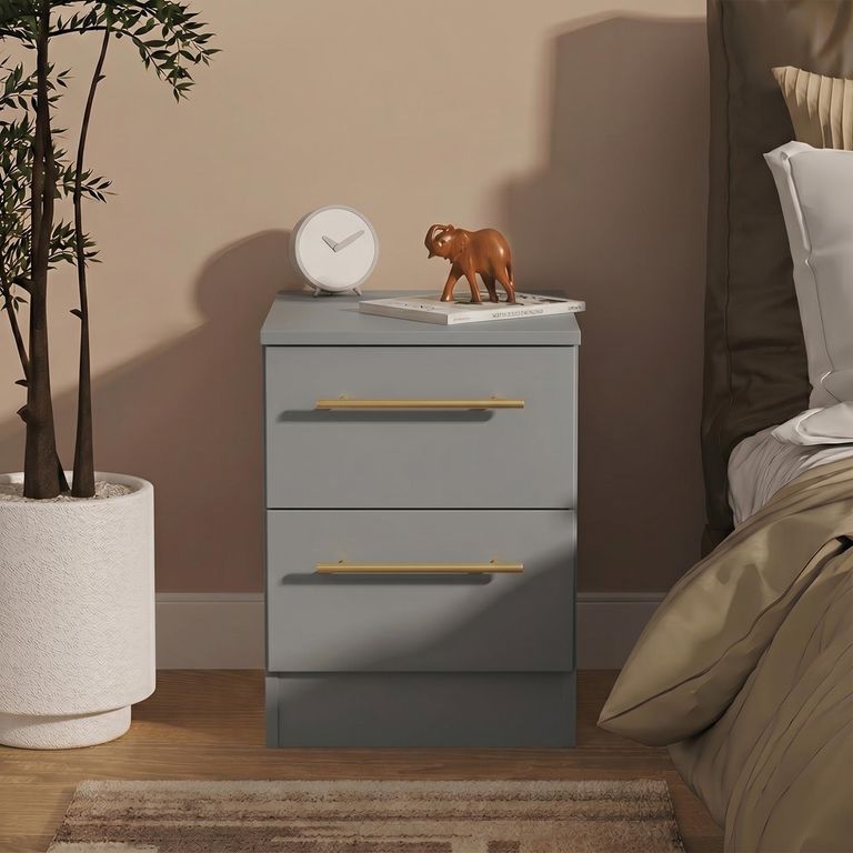 Haworth Bedside Cabinet - 2 Drawer - Grey