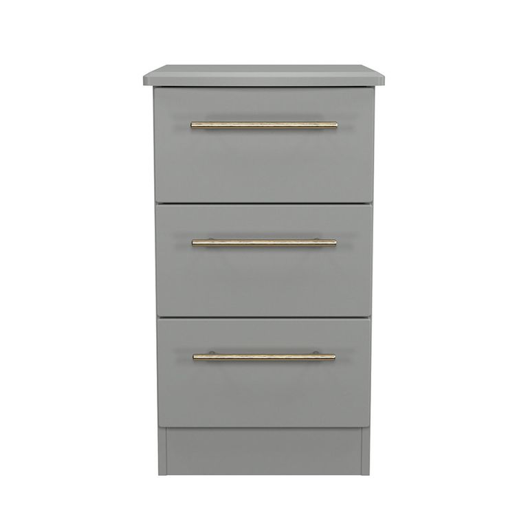 Haworth Bedside Cabinet - 3 Drawer - Grey