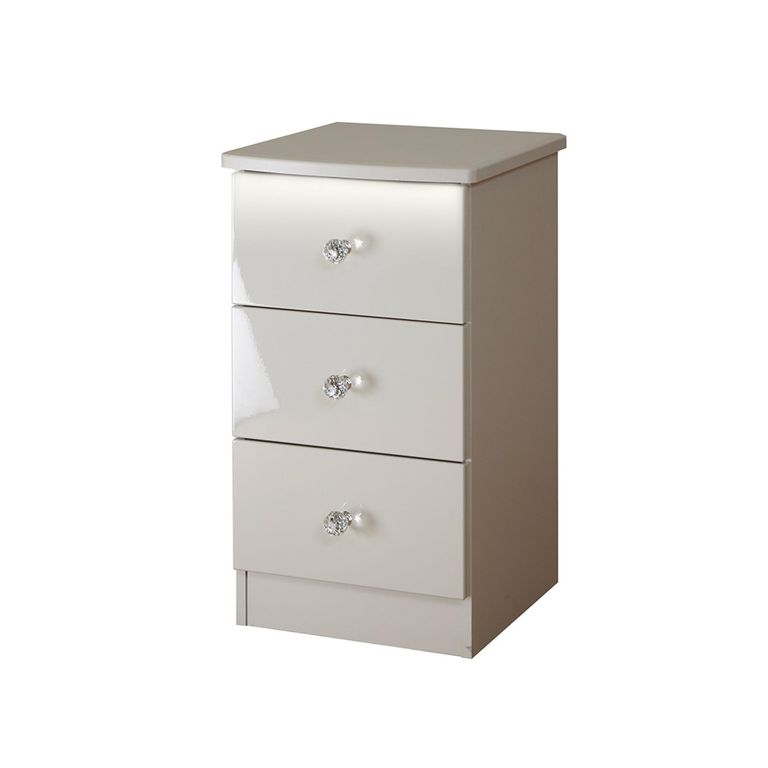 Lumiere Bedside Cabinet - 3 Drawer - Cashmere