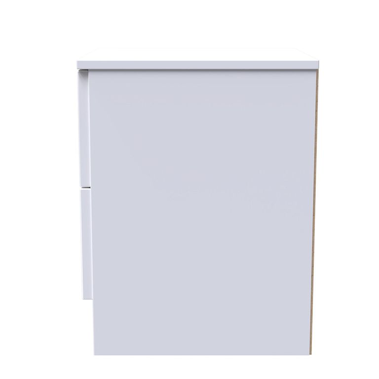 Milan Bedside Cabinet - 2 Drawer - White Gloss