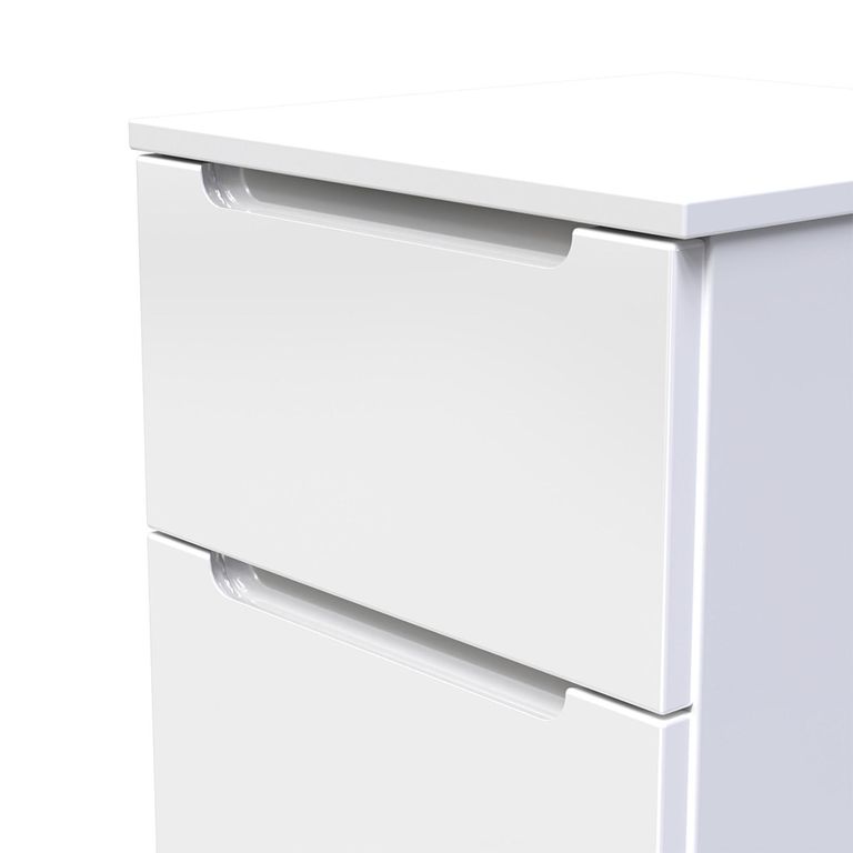 Milan Bedside Cabinet - 2 Drawer - White Gloss
