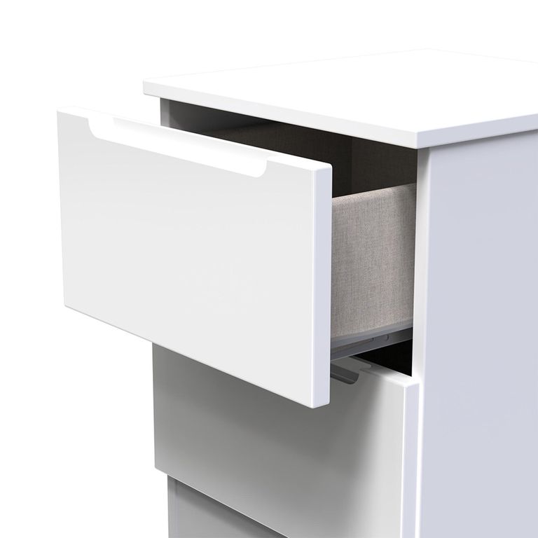 Milan Bedside Cabinet - 2 Drawer - White Gloss
