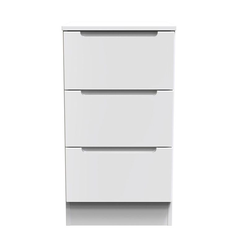 Milan Bedside Cabinet - 3 Drawer - White Gloss