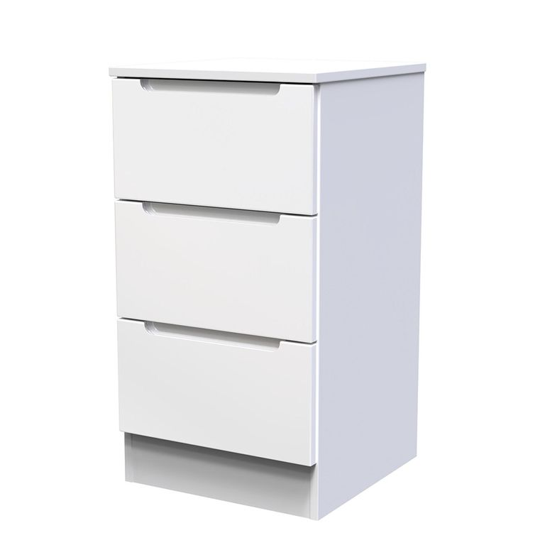 Milan Bedside Cabinet - 3 Drawer - White Gloss