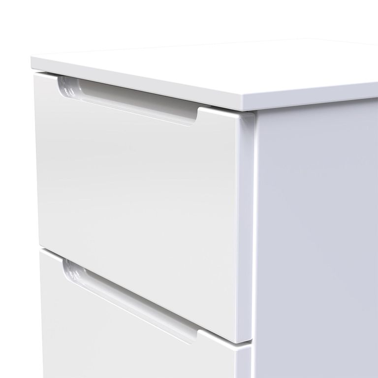 Milan Bedside Cabinet - 3 Drawer - White Gloss