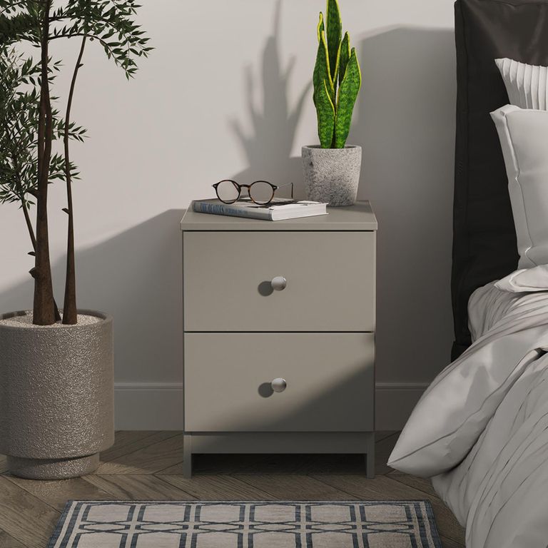 Yarmouth Bedside Cabinet - 2 Drawer - Dusk Grey