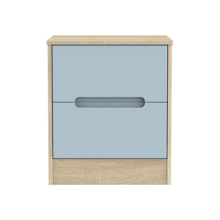 Monaco Bedside Cabinet - 2 Drawer - Denim and Oak