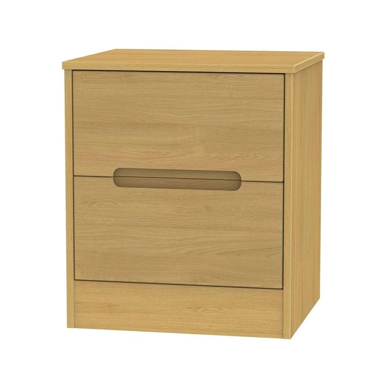 Monaco Bedside Cabinet - 2 Drawer - Modern Oak