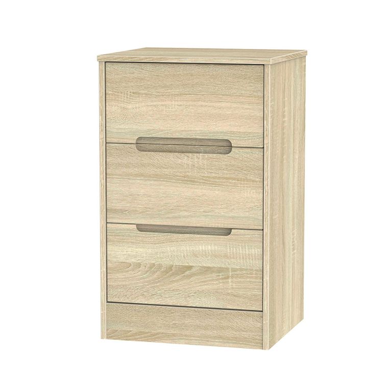 Monaco Bedside Cabinet - 3 Drawer - Oak