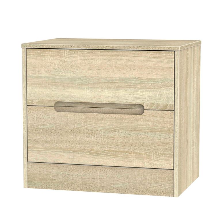 Monaco Bedside Cabinet - Wide - 2 Drawer - Oak