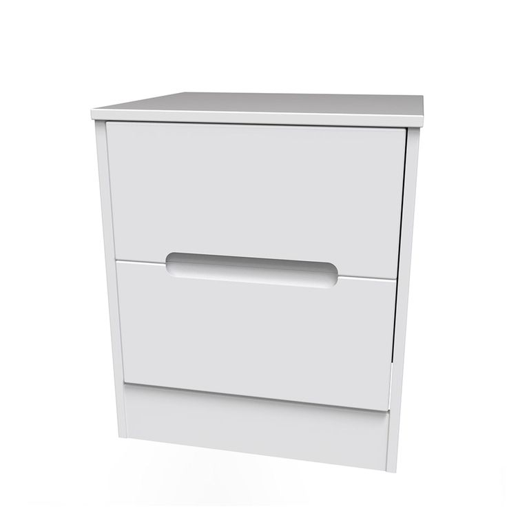 Monaco Bedside Cabinet - 2 Drawer - White