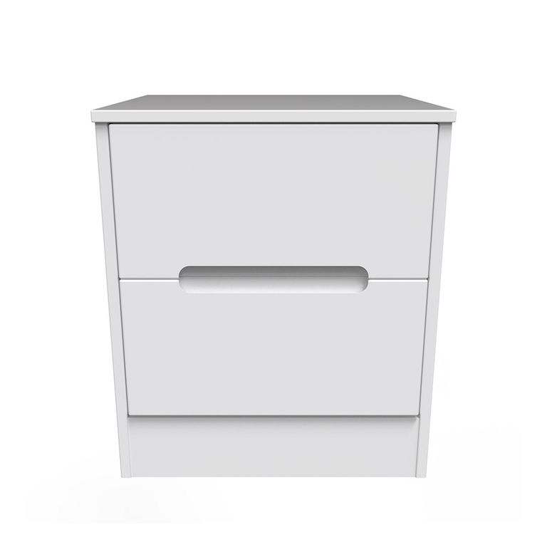 Monaco Bedside Cabinet - 2 Drawer - White