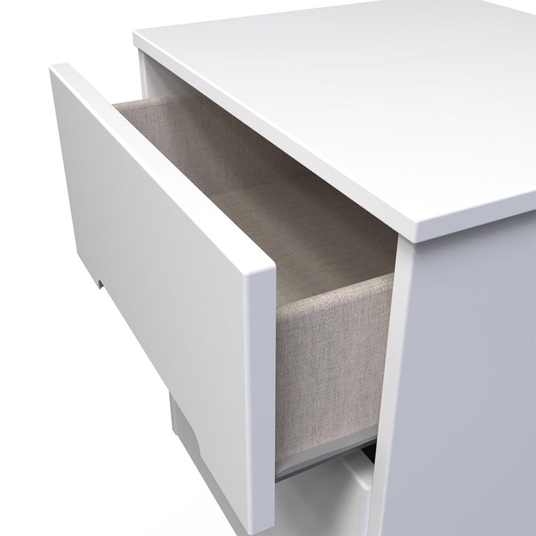 Monaco Bedside Cabinet - 2 Drawer - White