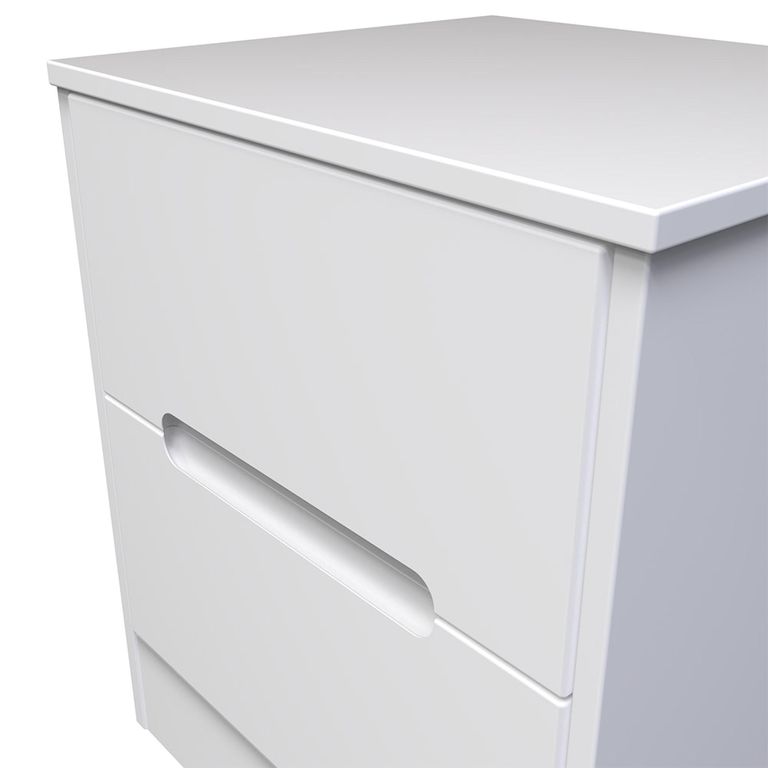 Monaco Bedside Cabinet - 2 Drawer - White