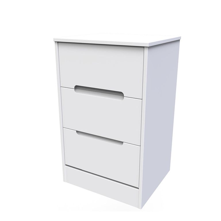 Monaco Bedside Cabinet - 3 Drawer - White