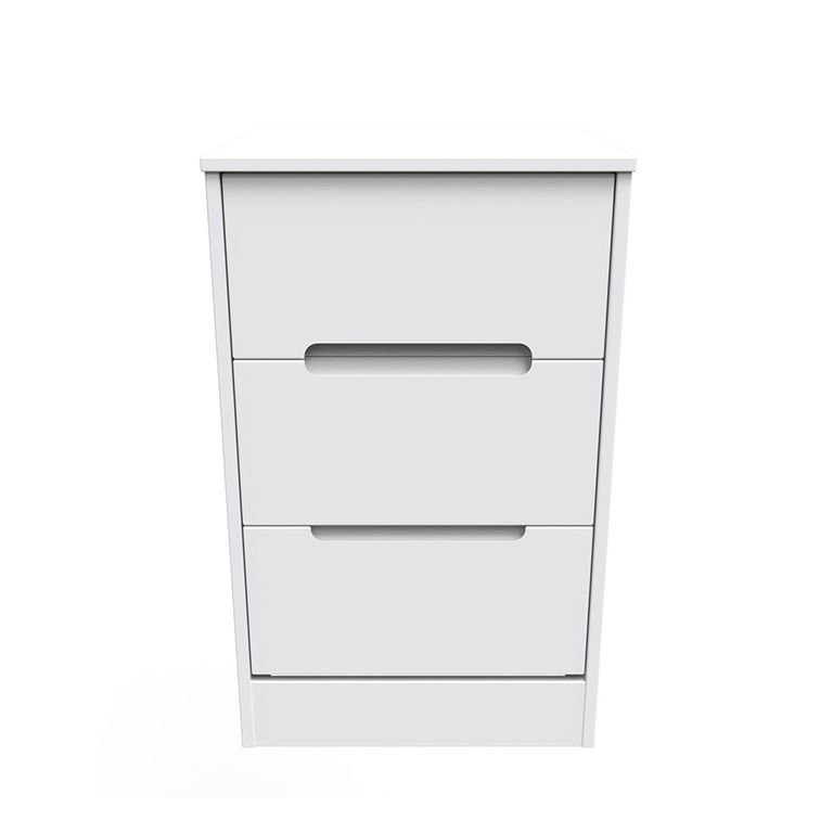 Monaco Bedside Cabinet - 3 Drawer - White