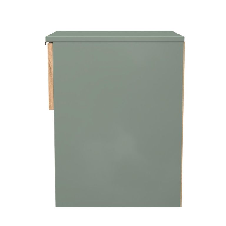 Bora Bedside Cabinet - 1 Drawer - Open Shelf - Gold Craft Oak and Reed Green