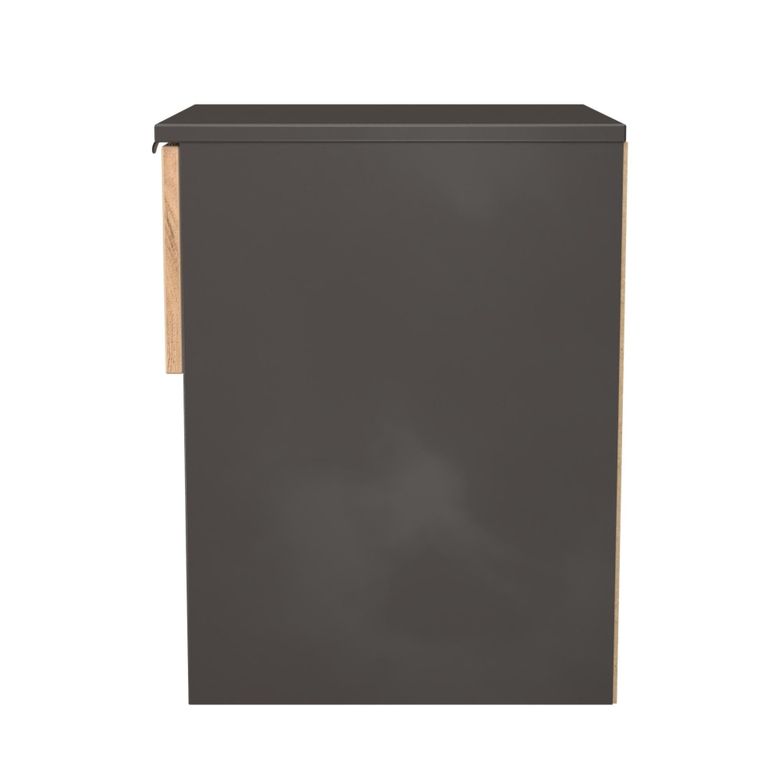 Bora Bedside Cabinet - 1 Drawer - Open Shelf - Gold Craft Oak and Graphite
