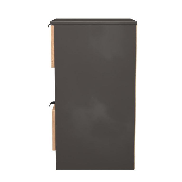 Bora Bedside Cabinet - 2 Drawer - Open Shelf - Gold Craft Oak and Graphite