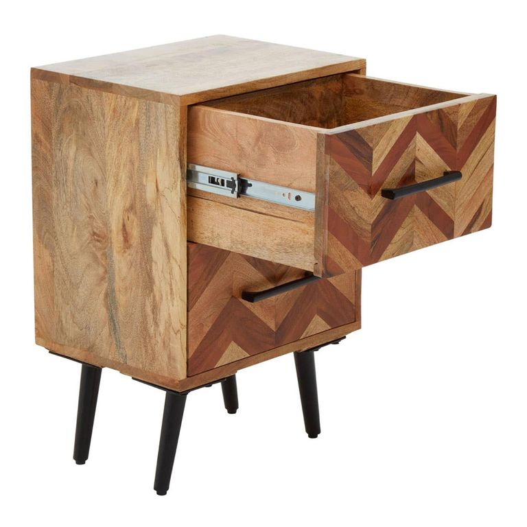 Boho Bedside Cabinet - 2 Drawer - Mango Wood