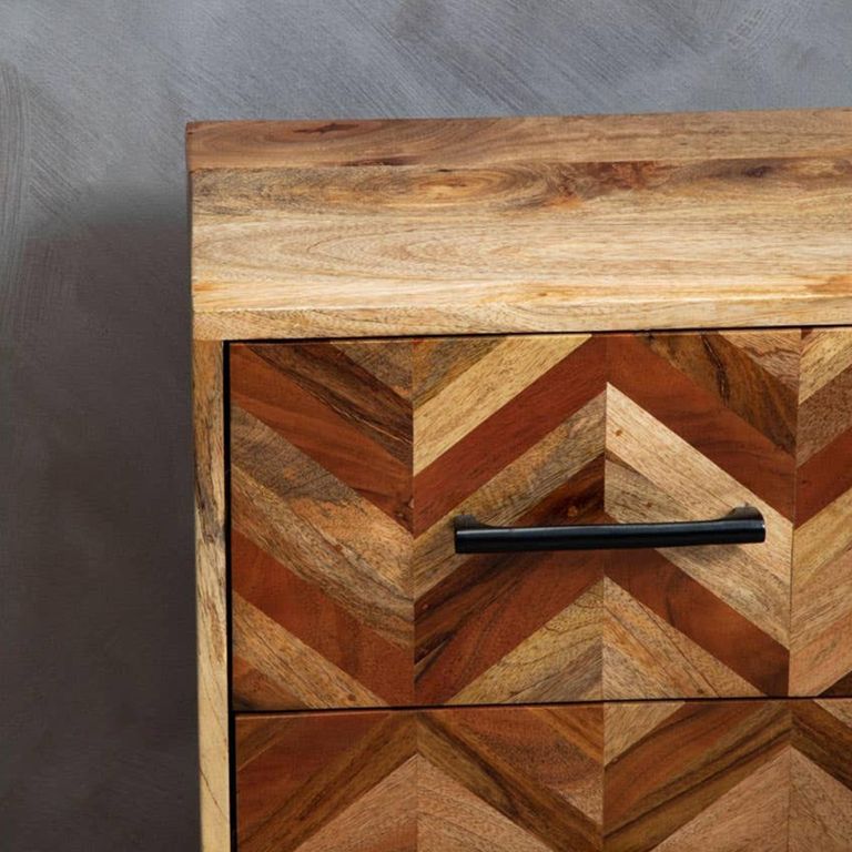 Boho Bedside Cabinet - 2 Drawer - Mango Wood