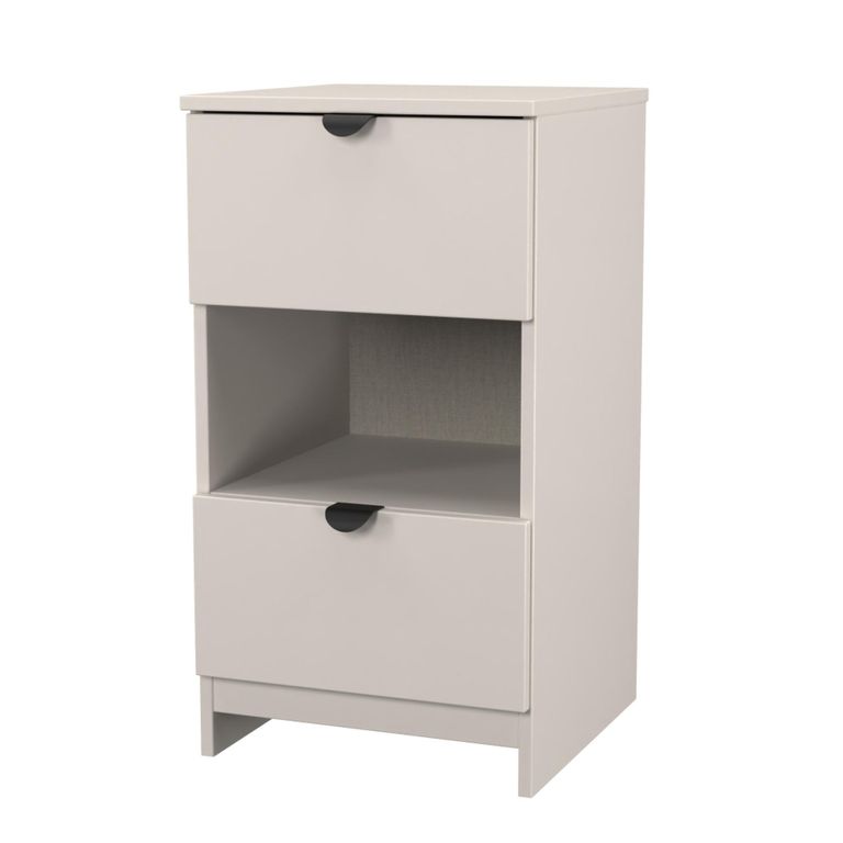 Bora Bedside Cabinet - 2 Drawer - Open Shelf - Kashmir Matt