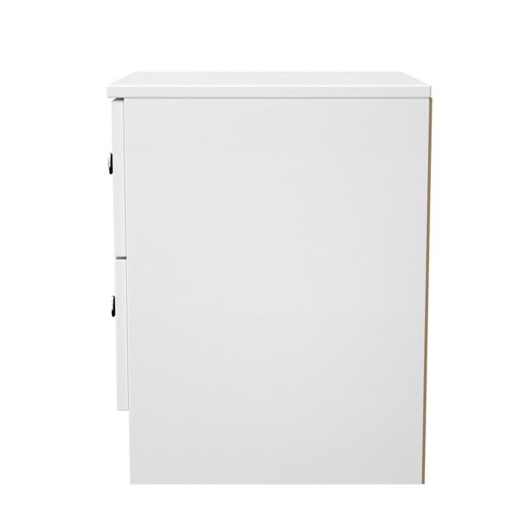 Yarmouth Bedside Cabinet - 2 Drawer - Black Matt and White Matt