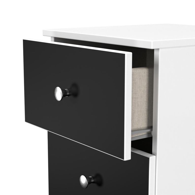 Yarmouth Bedside Cabinet - 2 Drawer - Black Matt and White Matt