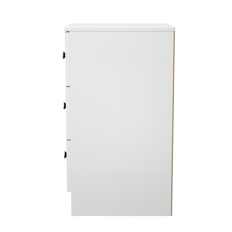 Yarmouth Bedside Cabinet - 3 Drawer - Black Matt and White Matt