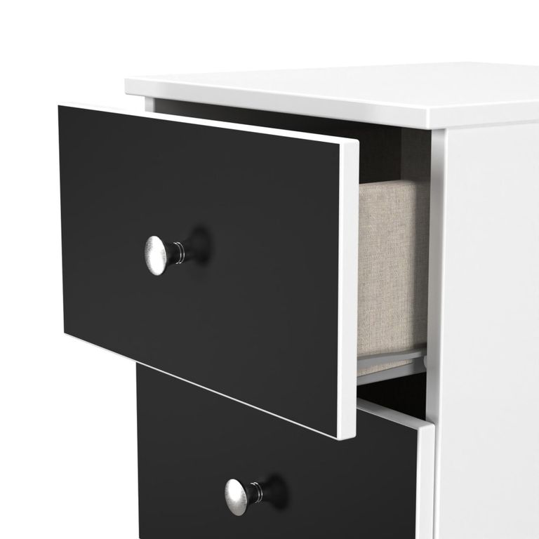 Yarmouth Bedside Cabinet - 3 Drawer - Black Matt and White Matt