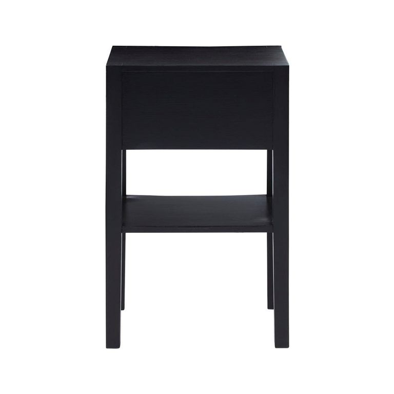 Corso Bedside Table - 1 Drawer - Black Wood and Rattan