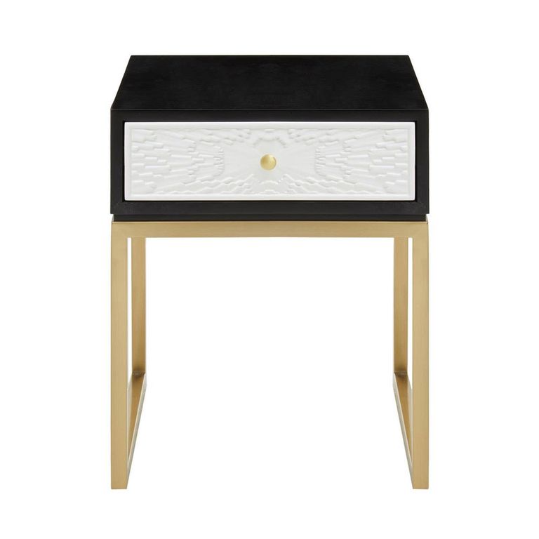 Dumas Bedside Table - 1 Drawer - Square - Black and White