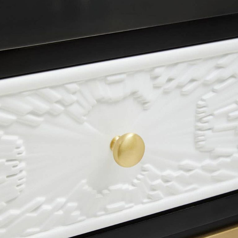 Dumas Bedside Table - 1 Drawer - Square - Black and White