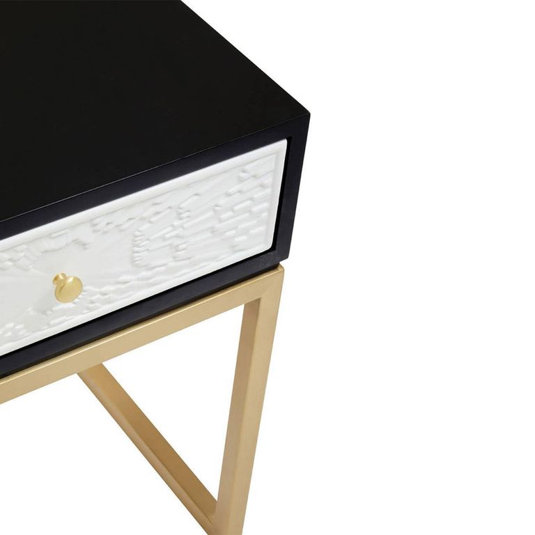 Dumas Bedside Table - 1 Drawer - Square - Black and White