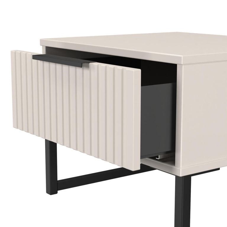 Fluted Bedside Cabinet - 1 Drawer - Kashmir Matt