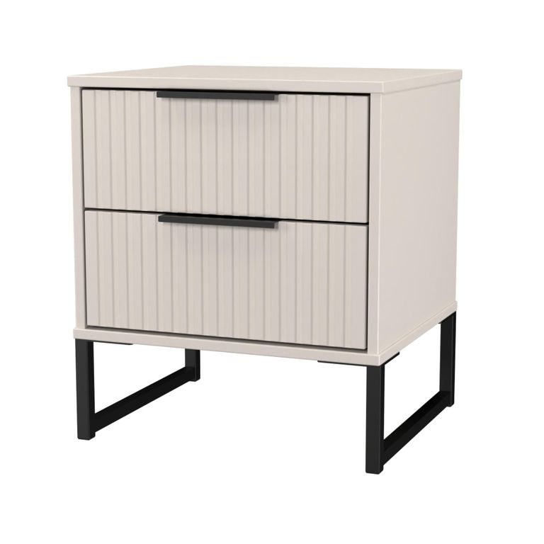 Fluted Bedside Cabinet - 2 Drawer - Kashmir Matt