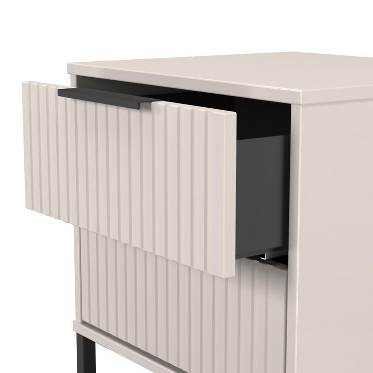 Fluted Bedside Cabinet - 2 Drawer - Kashmir Matt