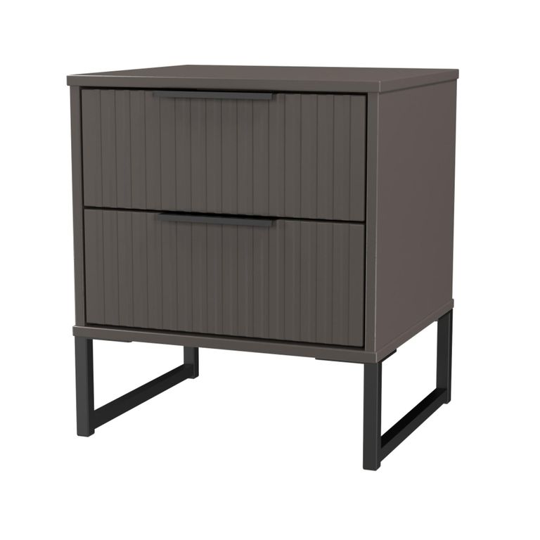 Fluted Bedside Cabinet - 2 Drawer - Graphite