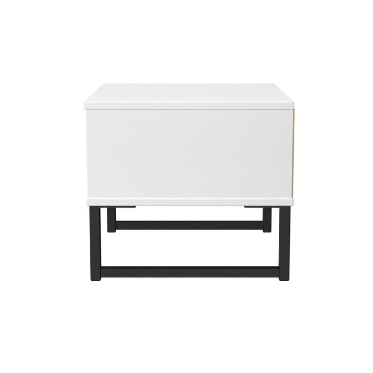 Fluted Bedside Cabinet - 1 Drawer - Reed Green and White Matt
