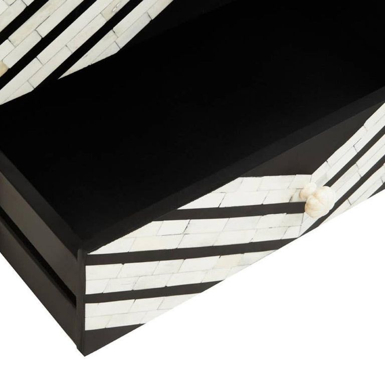Fusion Bedside Table - 2 Drawer - Black Bone Inlay