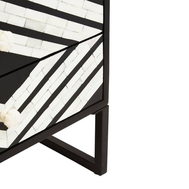 Fusion Bedside Table - 2 Drawer - Black Bone Inlay