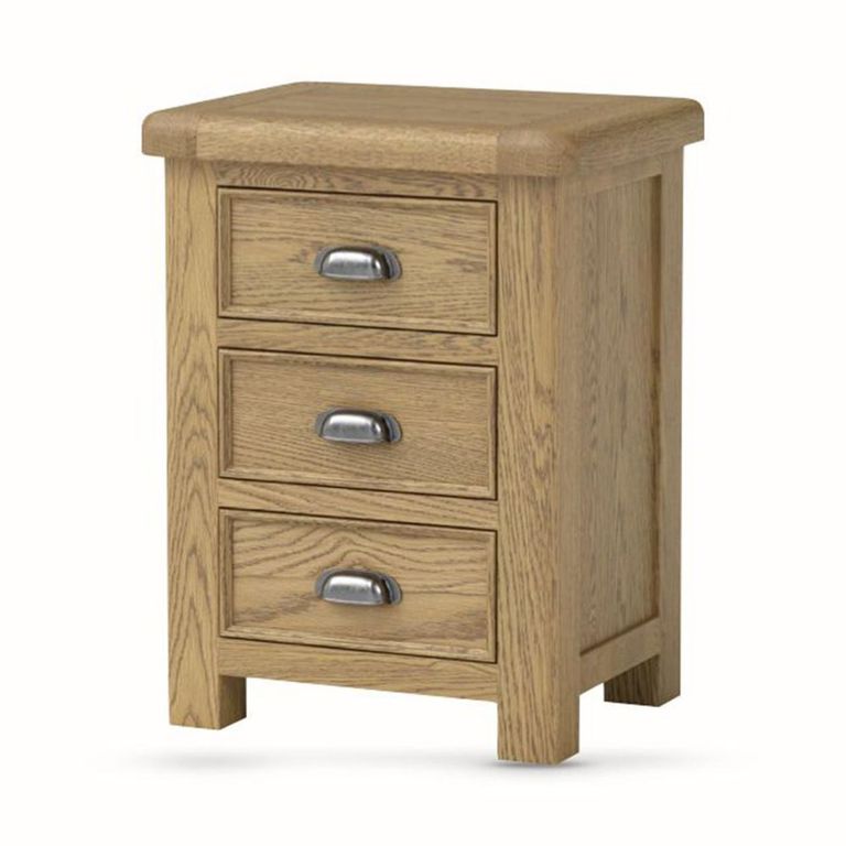 Dorchester Bedside Cabinet - 3 Drawer - Rustic Oak