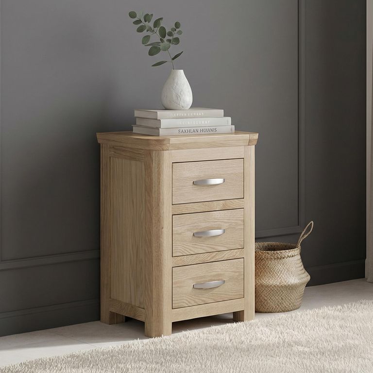 Treviso Curved Oak Bedside Cabinet - 3 Drawer