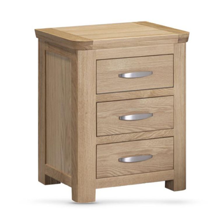 Treviso Curved Oak Bedside Cabinet - 3 Drawer