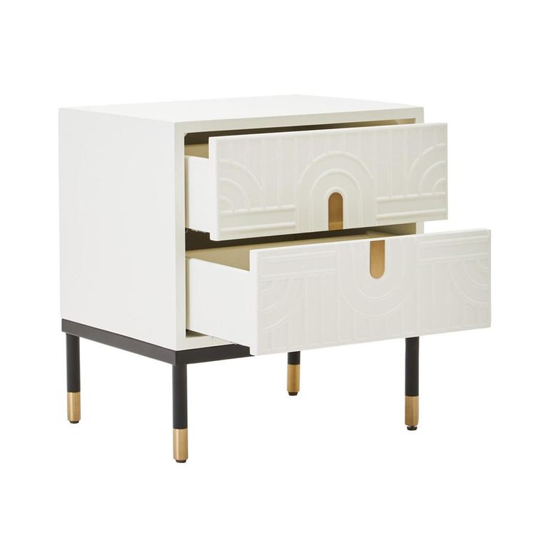Danta Bedside Cabinet - 2 Drawer - Off White Wood
