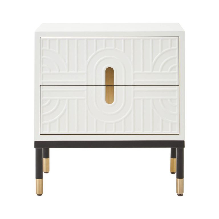 Danta Bedside Cabinet - 2 Drawer - Off White Wood