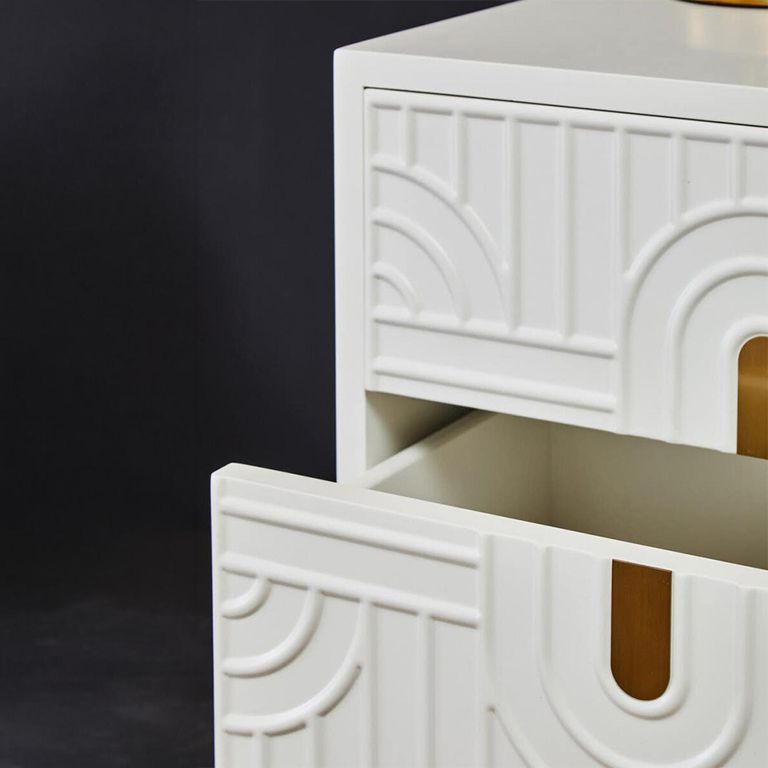 Danta Bedside Cabinet - 2 Drawer - Off White Wood
