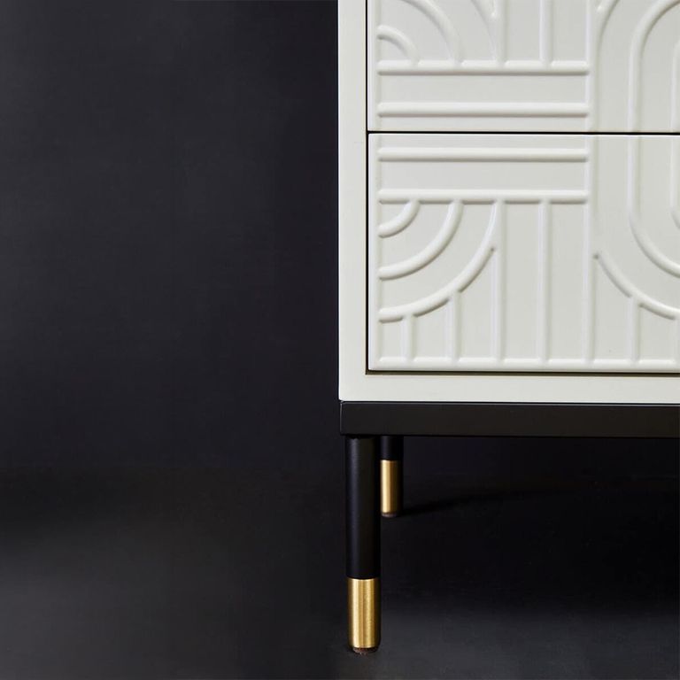 Danta Bedside Cabinet - 2 Drawer - Off White Wood